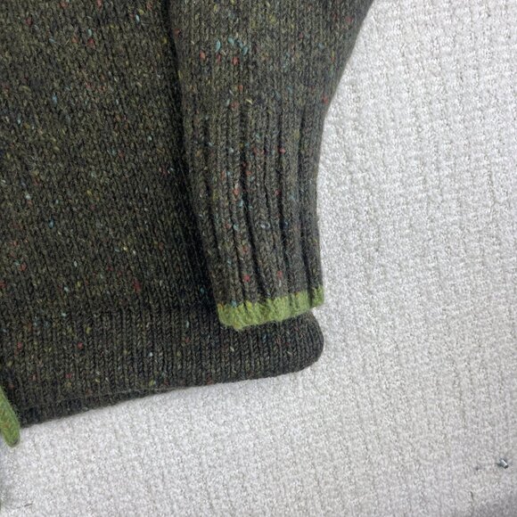 Aran Sweater Market 100%  Wool Pullover Hoodie Green Made in Ireland Read* - Picture 6 of 16
